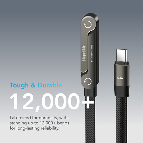 Blupebble Powerflow Axis Usb-C To Usb-C 240W Braided Cable W Stand