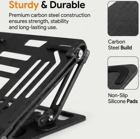 EpicArma Orbit Stand Dual Device Laptop & Phone Stand, Adjustable Foldable Riser for 10-17" Laptops & Smartphones