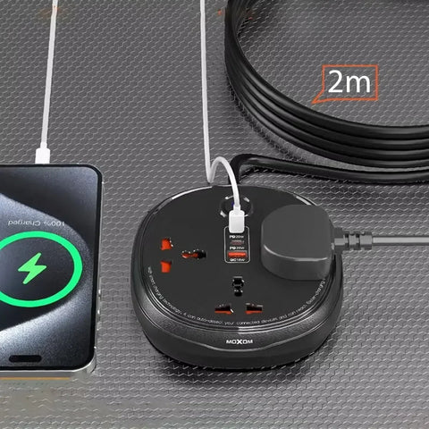 PD 20W Fast Charging Power Strip with Dual USB-C, QC 18W USB-A &amp; 4-Way UK Universal Sockets