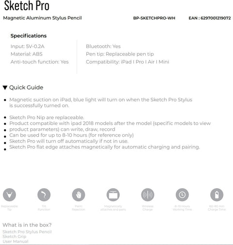 Blupebble Sketch Pro studio Stylus Pencil